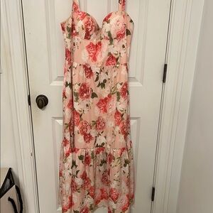 Floral Pink and Red Women's Dress